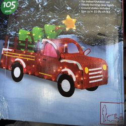 Christmas Decorations Red Truck & Tree