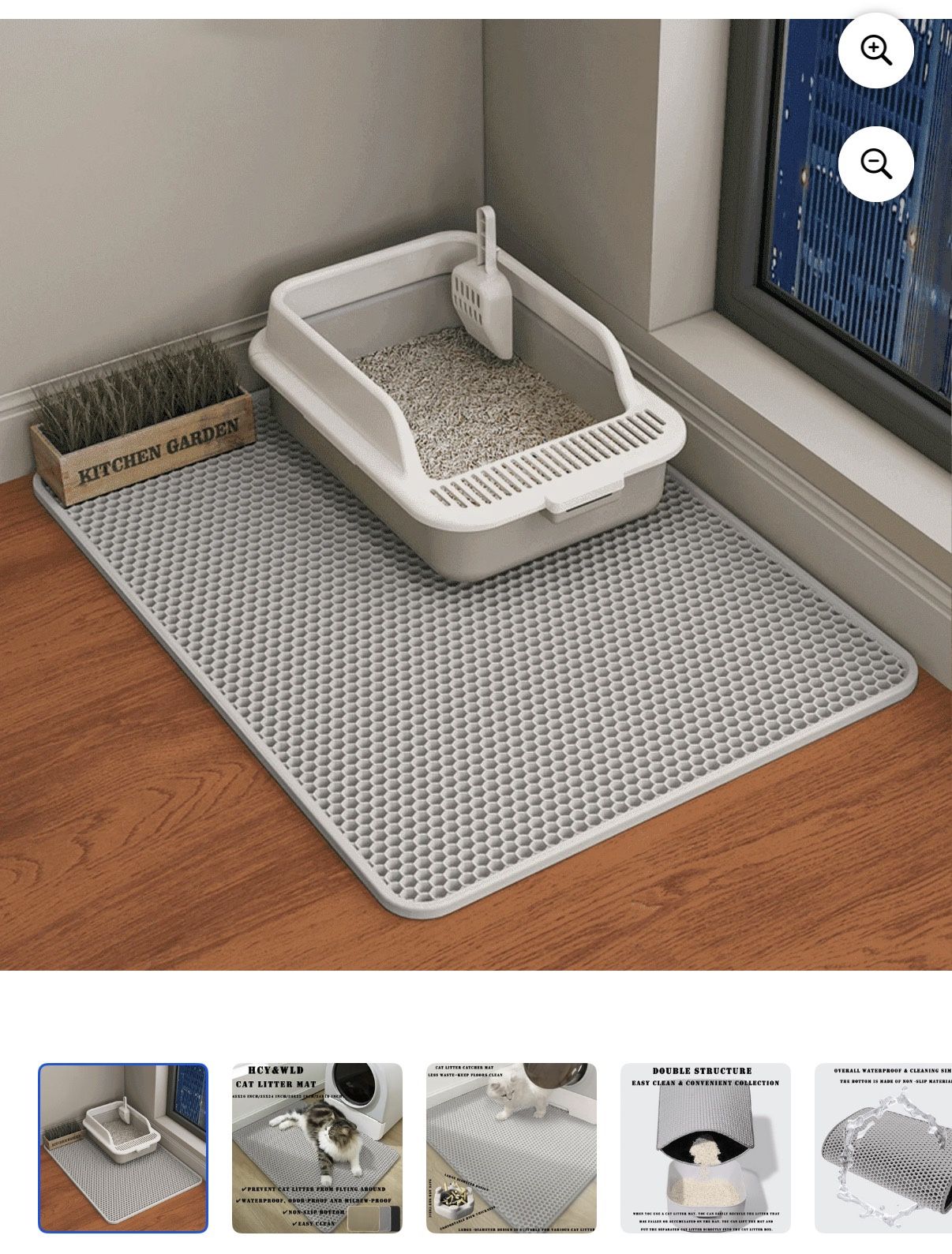 HCY&WLD Cat Litter Mat, Waterproof Double Layer Honeycomb Litter Trapping Mats, Easy to Clean, Less Waste (30"x22", Gray)