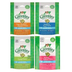 Greenies 4 Pack Feline Dental Cat Treat Variety Flavors Bundle - 2.1oz Each.