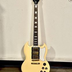 Epiphone Les Paul Custom SG - Limited Edition Triple Gold Pickup (Cream)