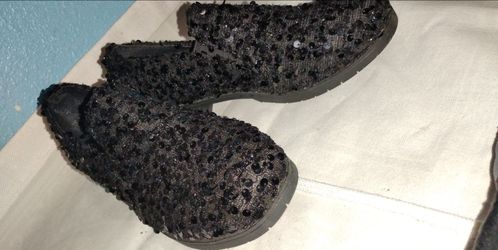 Black Sequin Ankle Boots Womens 8