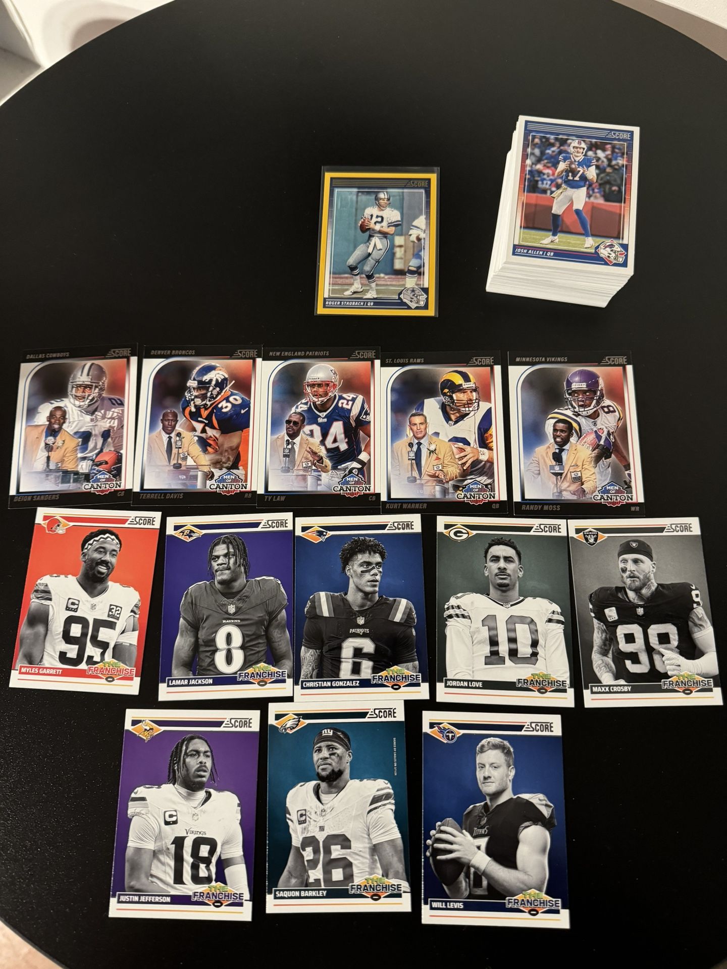 Football Lot of 2024 Score Hobby Exclusive Inserts - Gold Roger Staubach + 50 Base Cards