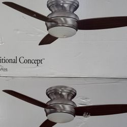 Integrated LED Indoor/Outdoor White Ceiling Fan / Ventilador de techo blanco con LED integrado para interiores y exteriores