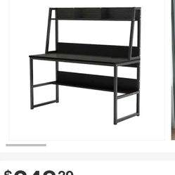 Escritorio para computadora marrón rústico de 47 pulgadas con 3 cubos de almacenamiento y librería abierta