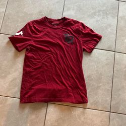 true religion red cotton t-shirt with black “TR” logo