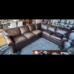 Leather sectional cognac color