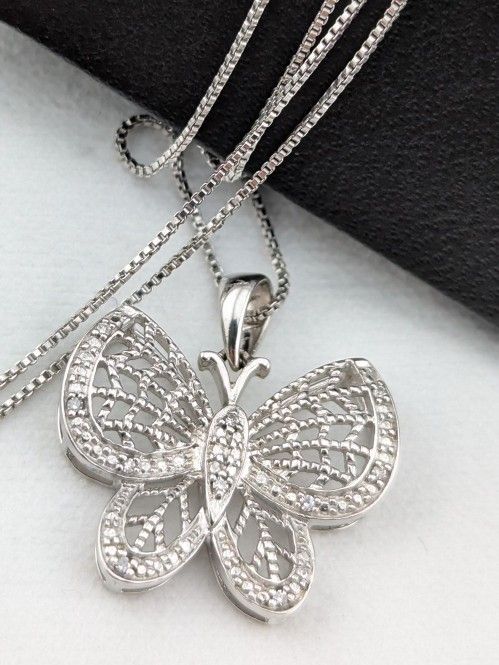 Butterfly Necklace, Sterling Silver 925 Butterfly Pendan Necklace