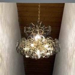 Mid Century Smoke Glass Chandelier