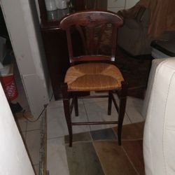 Cherry And Wicker Bar Stools 