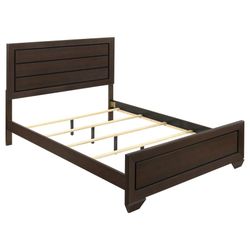 Queen Dark Brown Wood Bed Frame with Headboard