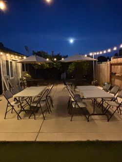 Folding tables and chairs