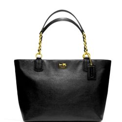 COACH MADISON 🖤💜BLACK💜🖤 PEBBLED LEATHER SHOULDER TOTE BAG 🌟EUC🌟