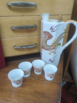 Vintage dragon dragonware saki lithophane cocktail set