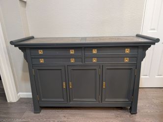 Vintage Renewed Buffet Table with Marble Countertops