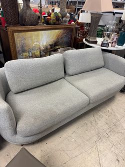 Modern Gray Upholstered Two-Seat Sofa