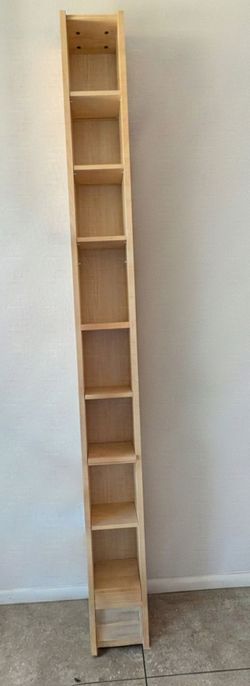 Tall Narrow Wood CD/DVD Tower Shelf (2)