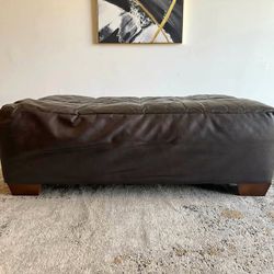 Brown Leather Ottoman