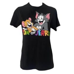 Tom & Jerry Black Print Graphic Tee, Small 