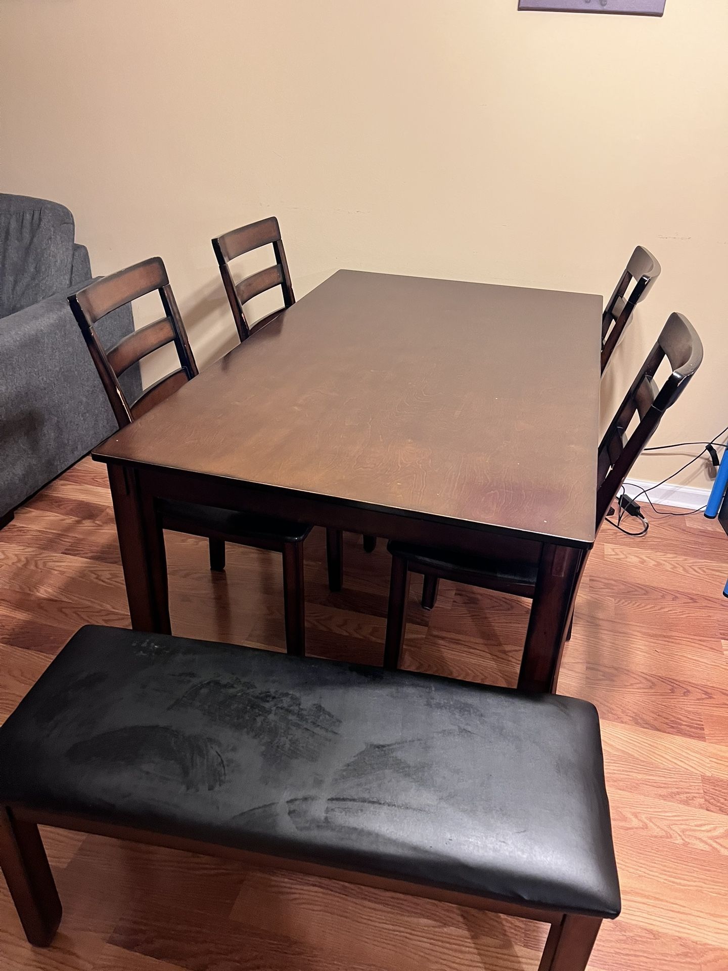 Table with Chairs and Bench