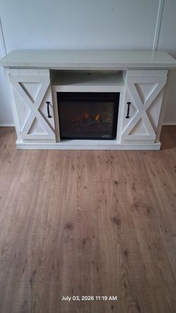 🔥 Twin Star Home White Farmhouse Electric Fireplace TV Stand