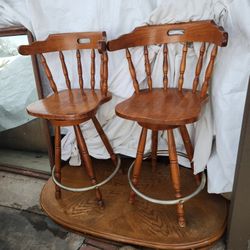 2 Wood Vintage Swivels