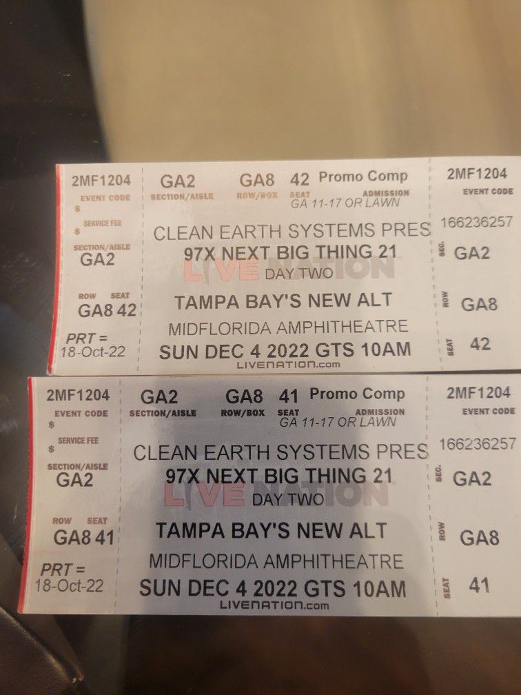 97x Next Big Thing - Sunday Day 2 Concert (2 Tickets)