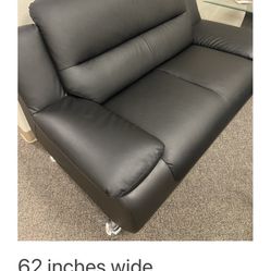Leather Couch And Chair With 2  Glass Tables