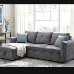 91 inch Reversible Sleeper Sofa Sectional    