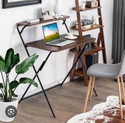 2-Tier Folding Computer Desk Laptop Table Home Office