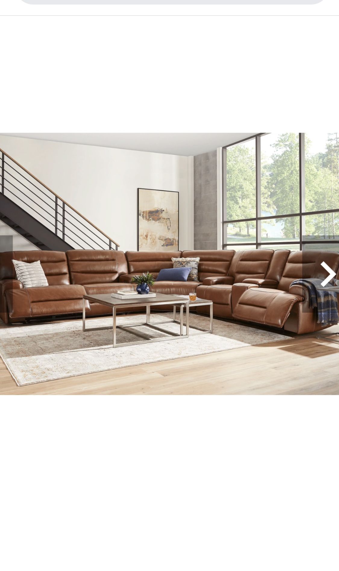 Davoli 3pcs leather dual power reclining sectional sofa