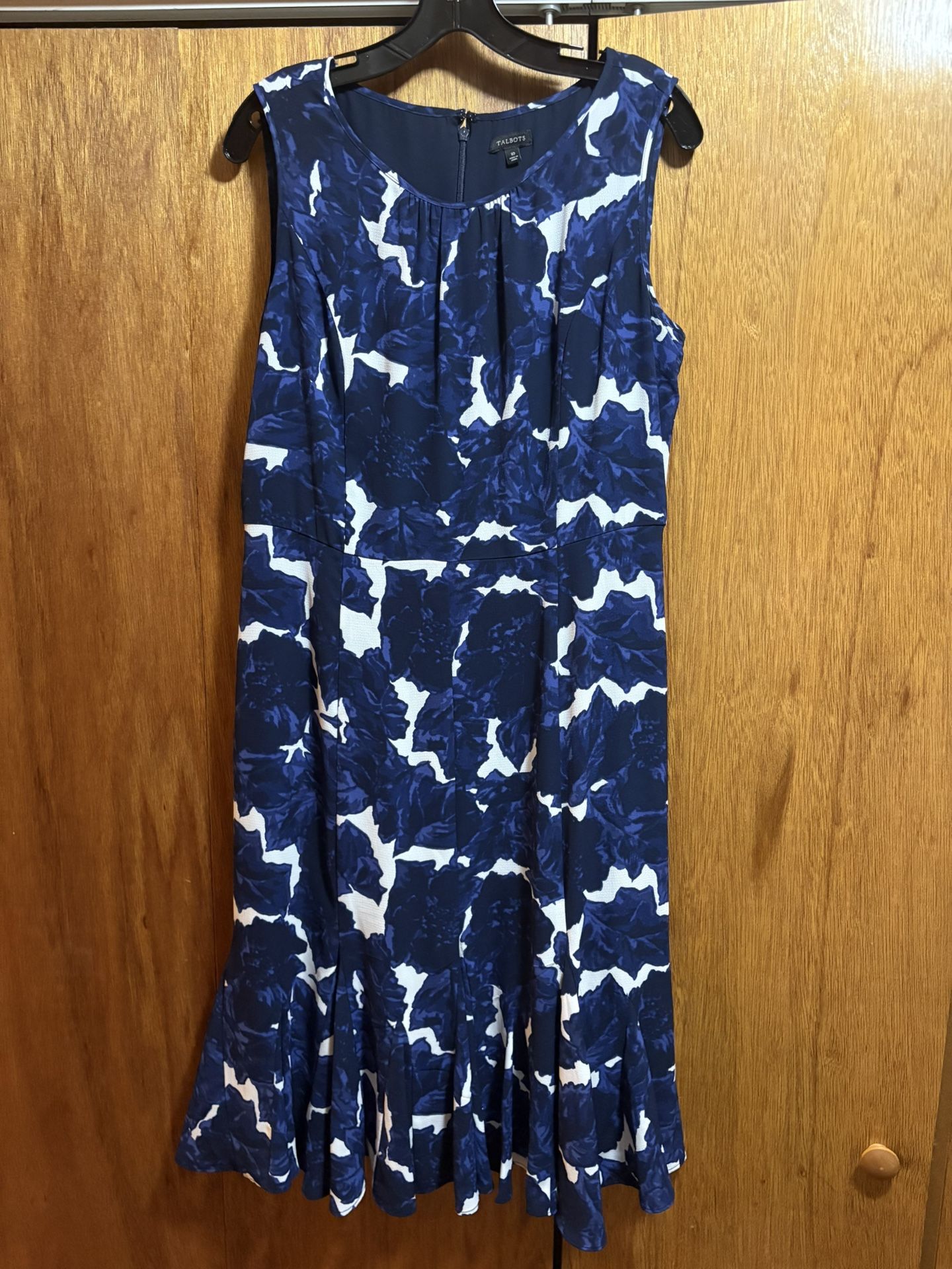 Talbots Navy and White Floral Midi Dress