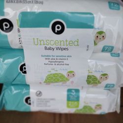 3 Pack Unscented Baby Wipes $4