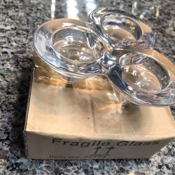 GLASS CANDLE HOLDERS (3-attached). 2- SETS