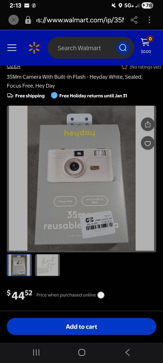 Heyday 35MM Camera With Built-In Flash 