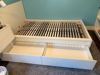 Twin IKEA Malm bed frame with 2 storage drawers