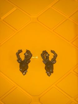 Cast Iron Deer Head Wall Hooks Set of 2