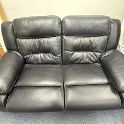 Black Leather Reclining Loveseat