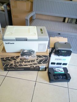 COMBO CAMPING 16QT MOBILE FREEZER FAST COOLING + 300 W PORTABLE POWERR STATION FAST CHARGING.
SETPOWER MC15 FAST COOLING IN JUST 15 MIN.
AMPACE ANDES 
