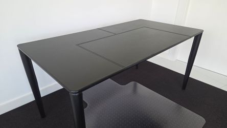 Black Executive Desk with Leather Top