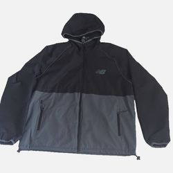 New Balance Men's Fleece Black and Grey Jacket full zip hoodie size Small