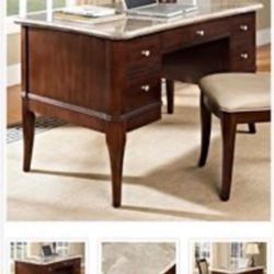 Beautiful marble top desk with matching chair  