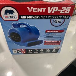 B-Air 1/4 HP Air Mover Blower Fan for Water Damage Restoration Carpet Dryer Floor Home and Plumbing Use in Blue (New) Open Box