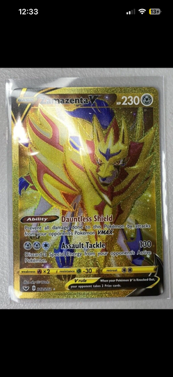Pokemon Sword & Shield - Zamazenta V 212/202 - Gold Full Art Secret Rare V NM/M
