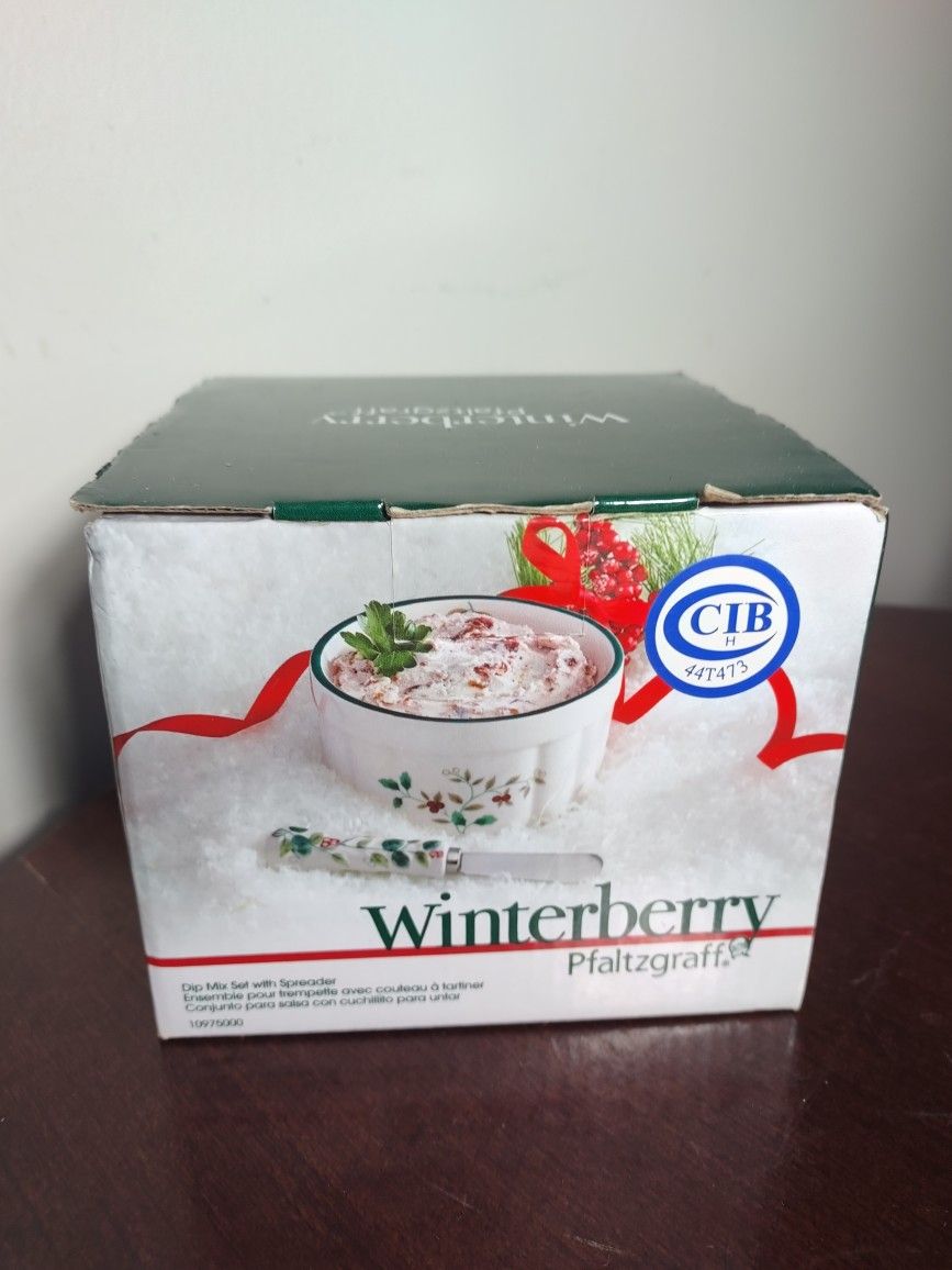 PFALTZGRAFF WINTERBERRY DIP MIX BOWL & SPREADER