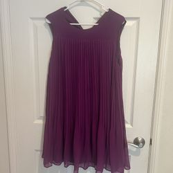 Purple Pleated Sleeveless Dress-small