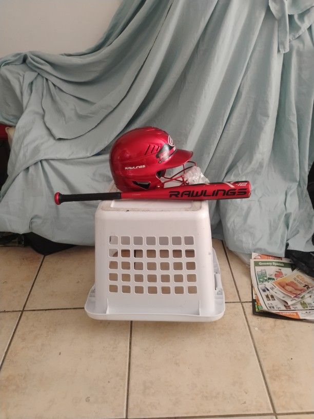 Baseball Helmet And Bat