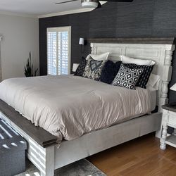 King bed set, side tables, chest of drawers