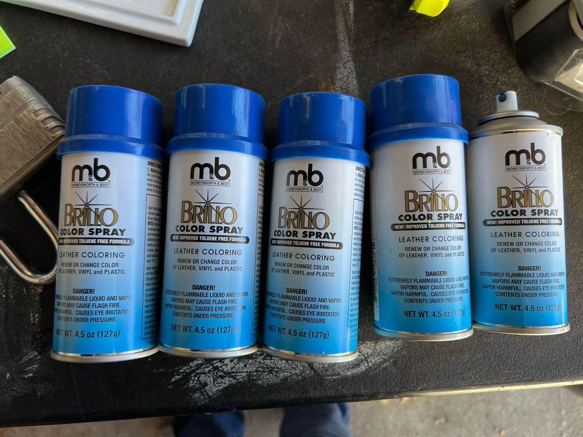 5 Cans Of Brillo Leather Color Dye Spray Bright Blue Dodgers Color  Sapphire