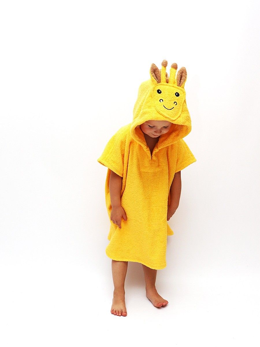 Personalized Kids Hooded Terry Bathrobe towel For Boys and Girls, Giraffe. 

Material: natural soft terry cotton 100%
Color: delicate orange
