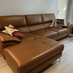 Dynamic Headrest Leather Couch  